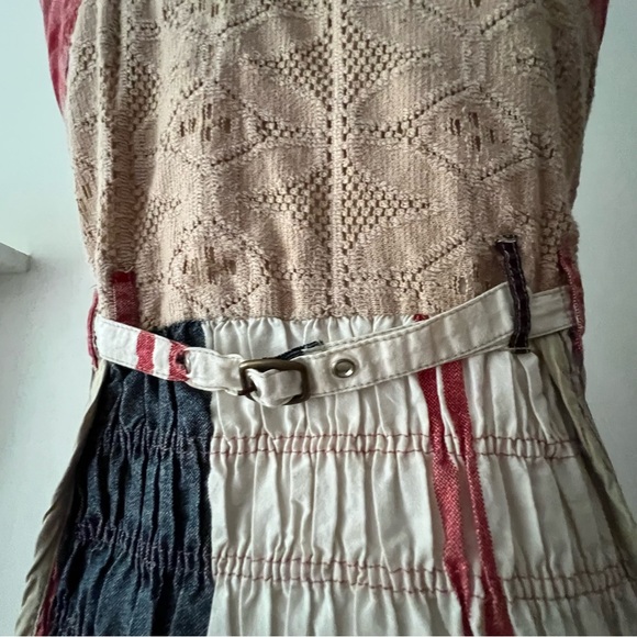 Desigual Dress Medium Patchwork Babydoll Jumper Cottage Crochet Boho Overalls - Picture 15 of 17